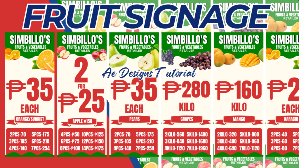 FRUIT PRICING SIGNAGE