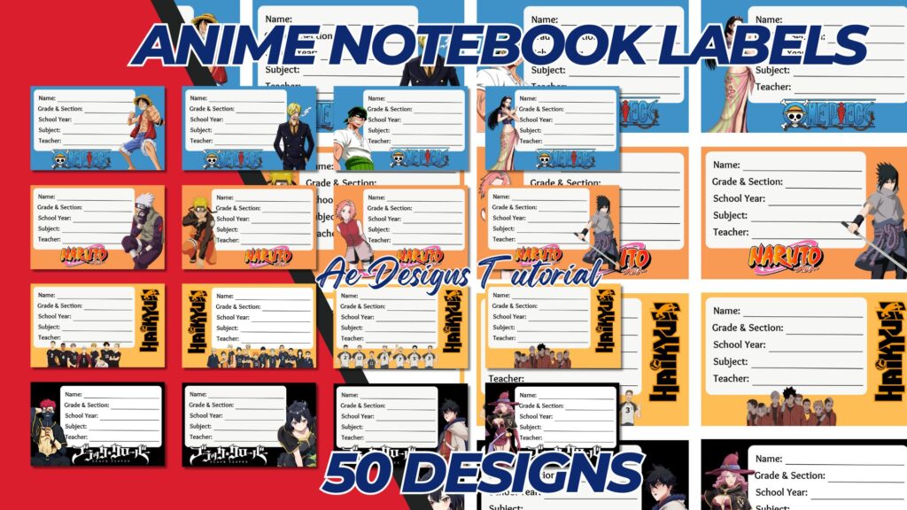 ANIME NOTEBOOK LABELS