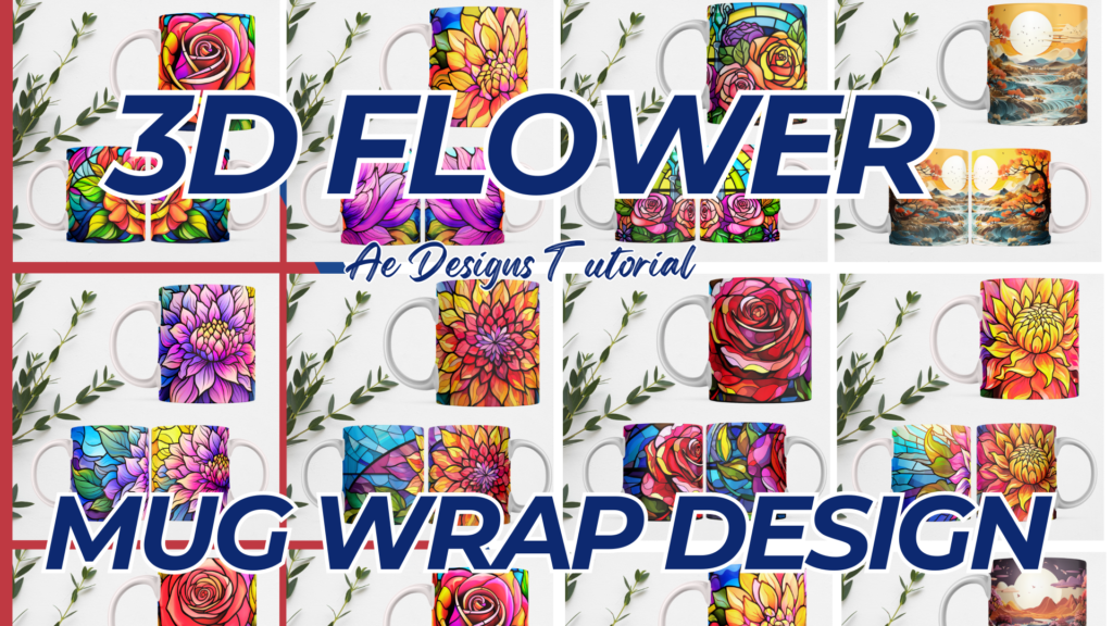3D FLOWER MUG WRAP DESIGN