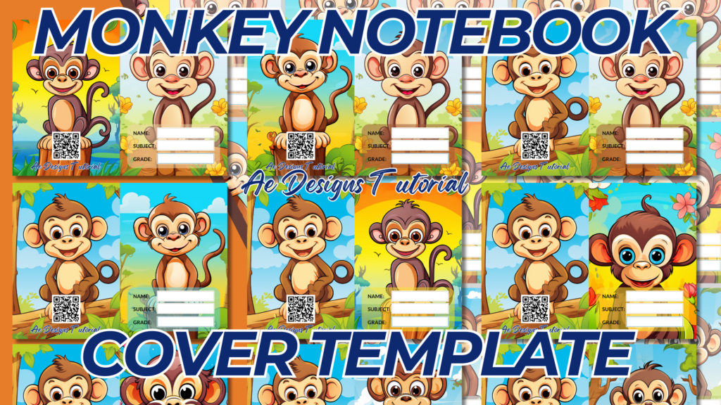 MONKEY NOTEBOOK COVER TEMPLATE 10 UP TO 100 DESIGNS
