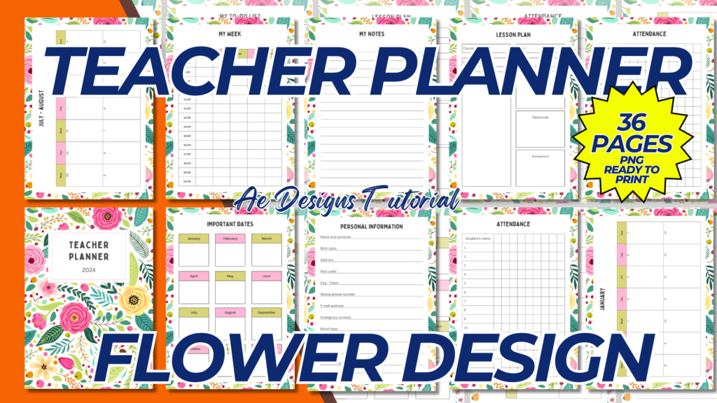 FLOWER TEACHER PLANNER | CANVA TEMPLATE EDITABLE (PREMIUM)