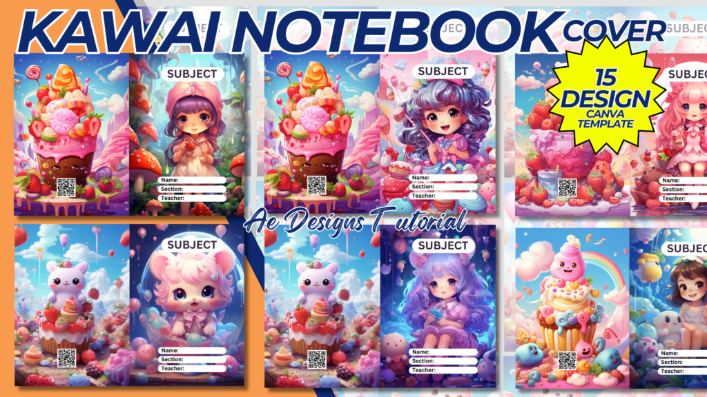 KAWAI NOTEBOOK COVER TEMPLATE 15 DESIGNS