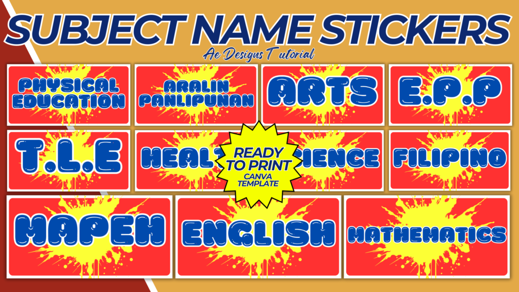 SUBJECT NAME STICKERS TEMPLATE