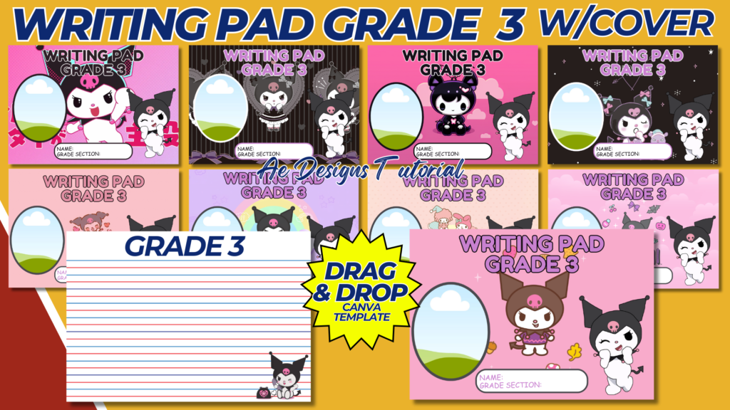 KUROMI WRITING PAD COVER GRADE 3 W/LINES