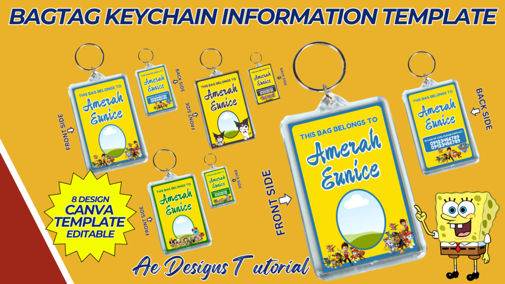 BAGTAG KEYCHAIN INFORMATION TEMPLATE FOR KIDS IN SCHOOL
