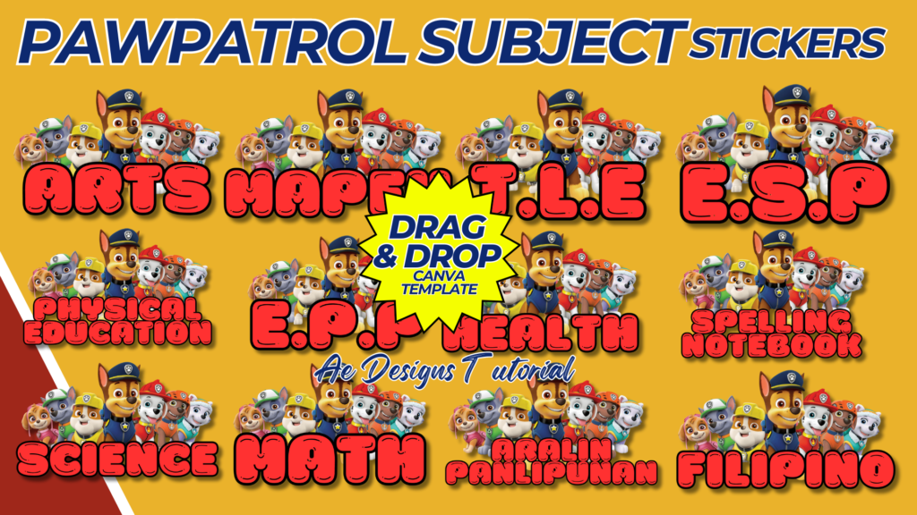 PAWPATROL SUBJECT NAME STICKER TEMPLATE
