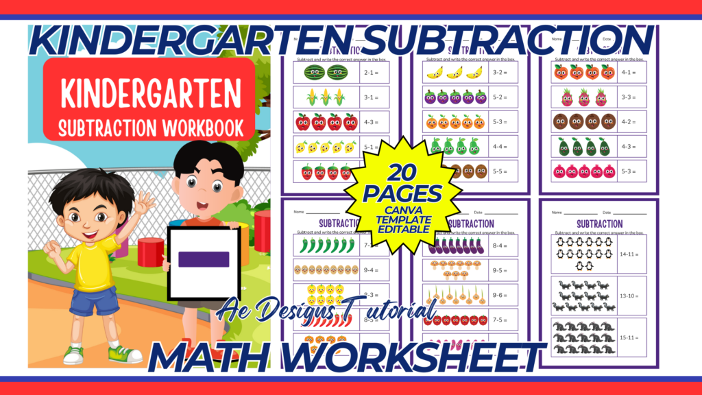 KINDERGARTEN SUBTRACTION MATH WORKSHEET TEMPLATE