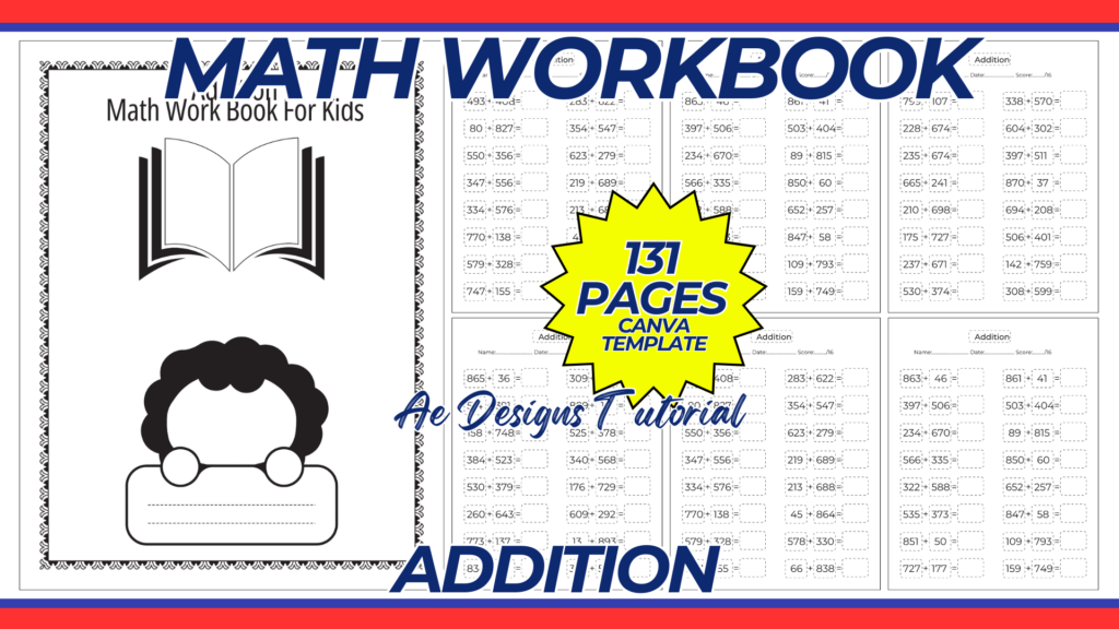 ADDITION MATH WORKBOOK TEMPLATE