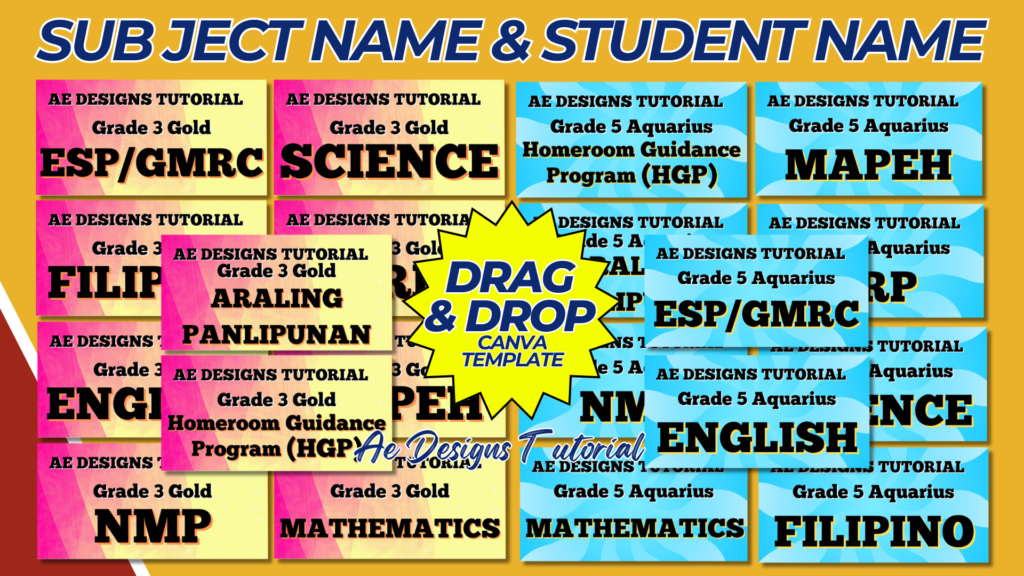SUBJECT NAME & STUDENT NAME TEMPLATE