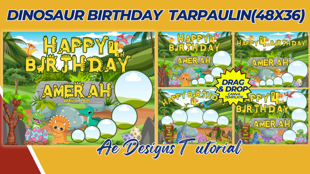 DINOSAUR BIRTHDAY TARPAULIN TEMPLATE (48×36)