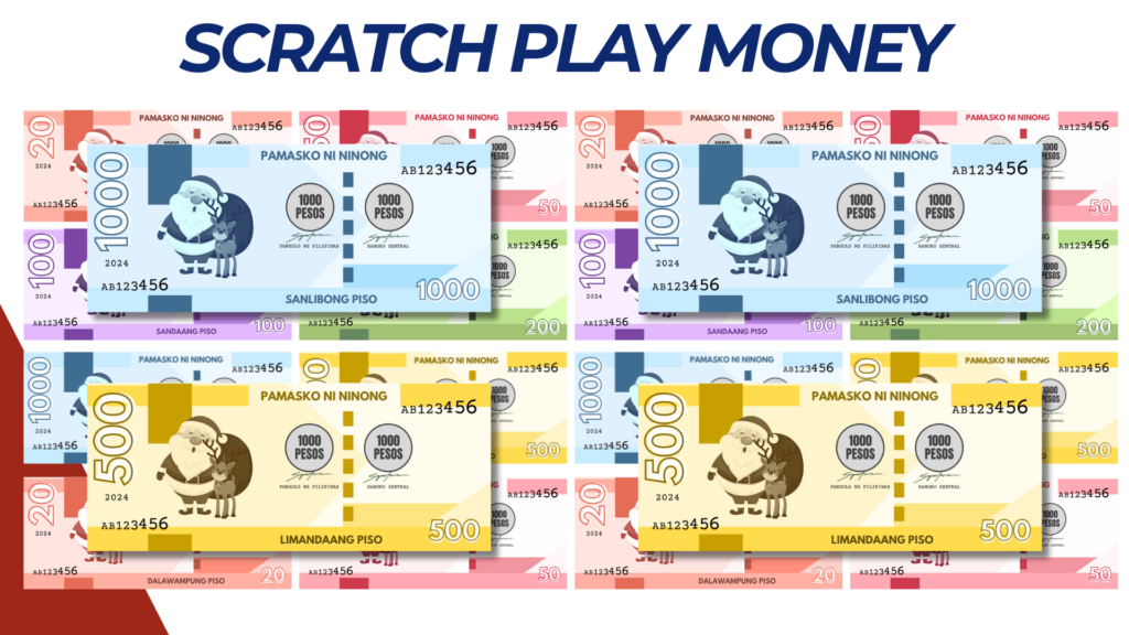 CHRISTMAS PLAYMONEY SCRATCH CARD TEMPLATE