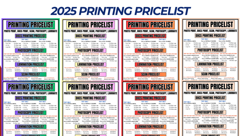 2025 PRINTING PRICELIST TEMPLATE